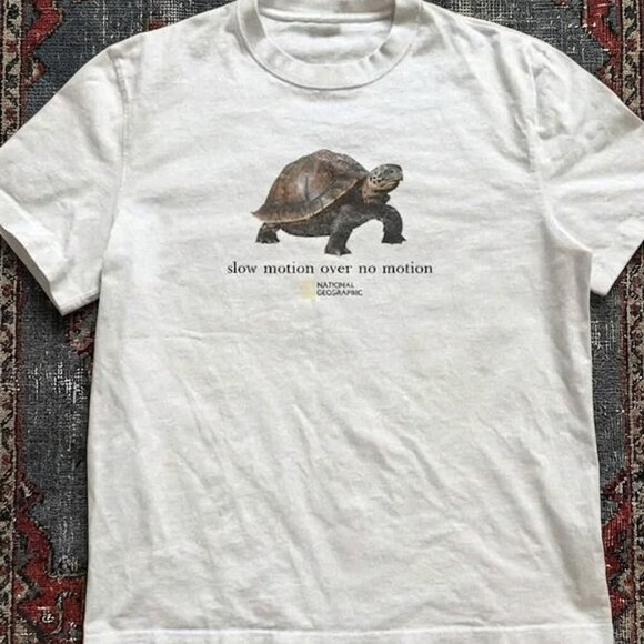 Gildan Other - White graphic  featuring a "Slow Motion Over No Motion" turtle T - Shirt